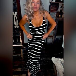 Black and White Striped Maxi Dress
